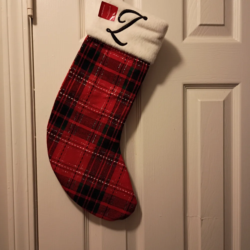 Wondershop Red and Black Plaid Stocking with Monogram Z
